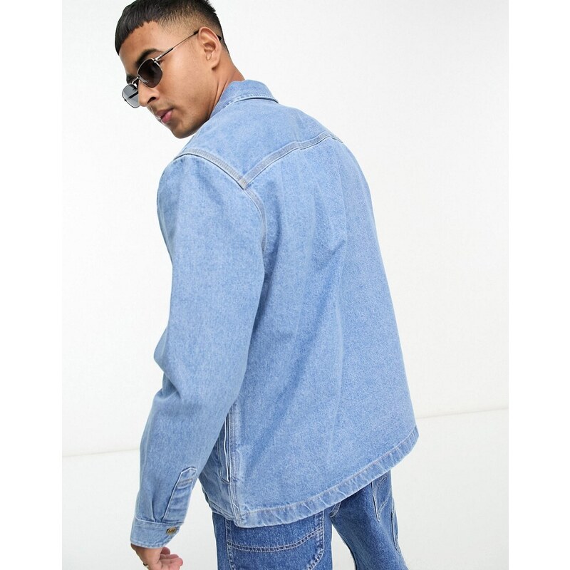 Lee - Workwear - Giacca di jeans vestibilità ampia lavaggio medio in coordinato-Blu