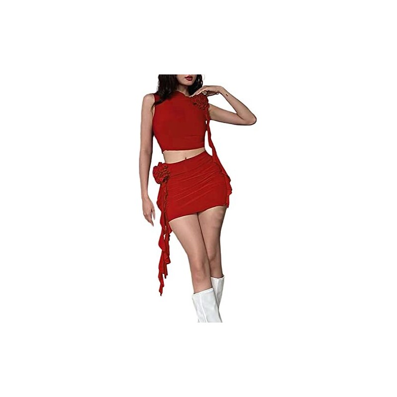 ECHO - set co-ord gonna corta e corpetto in pizzo bianco