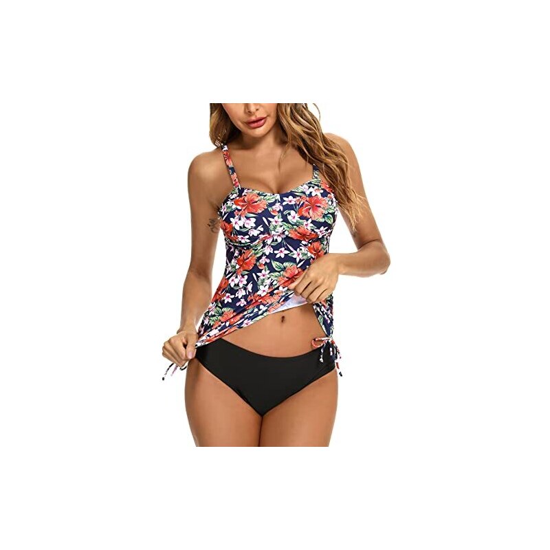 Costume Da Bagno Donna 2 Pezzi Tankini - Spallacci Regolabili, Top A Fascia, Comodo E Morbido - Foto 6