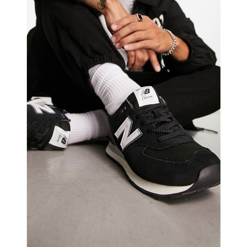 New Balance - 574 - Sneakers nere e bianche-Nero