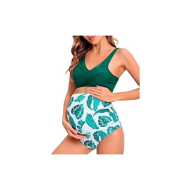 Costume Da Bagno Premaman Intero - Scollo A V Con Pantaloncini, 82% Poliammide 18% Elastan, Lavabile In Lavatrice - Foto 2