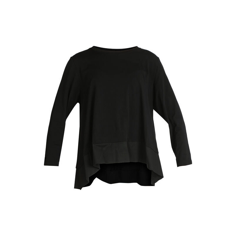 158c T-shirt Donna Oversize In Cotone Manica Lunga Nero Taglia Unica