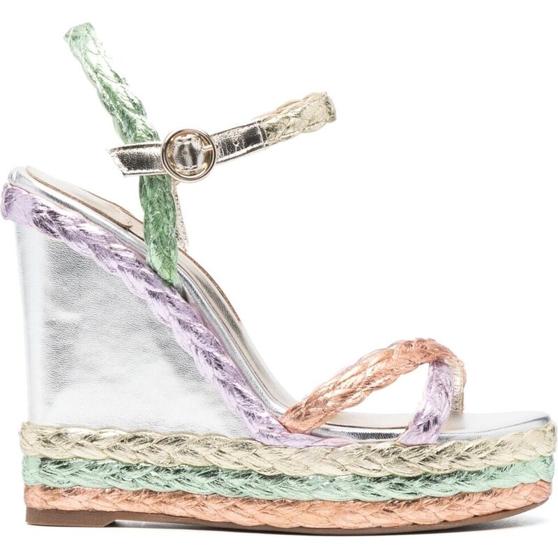 Sandali lilla da donna con zeppa 9 cm Lora Ferres