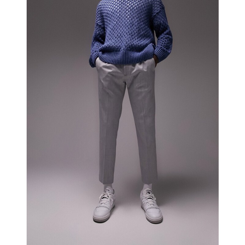 Topman - Pantaloni eleganti skinny con vita elasticizzata grigio chiaro