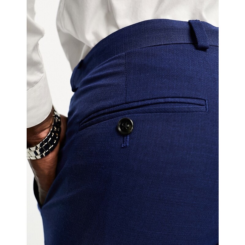 Burton Menswear Burton - Pantaloni da abito slim testurizzati blu medio