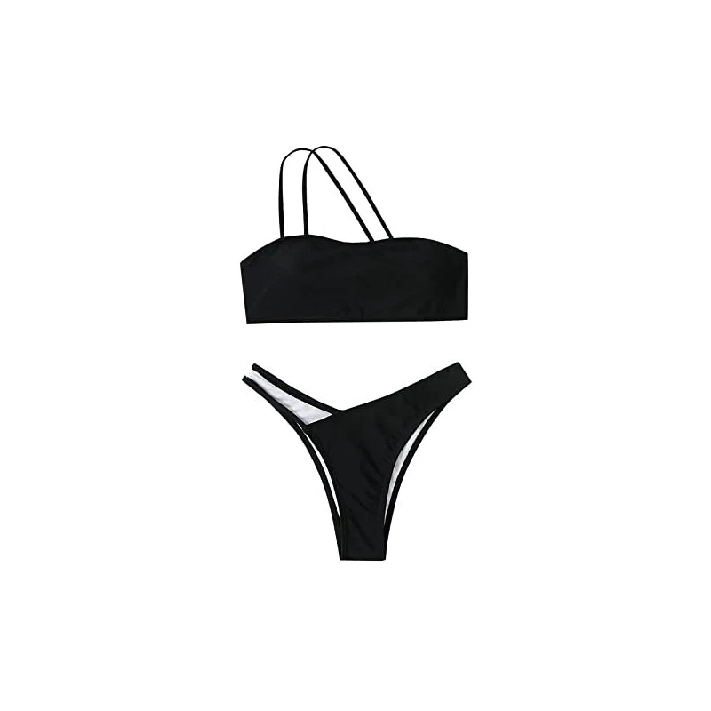 SHEKINI Bikini a vita alta per le donne A-Line Swim Skirted Bottom Due Pezzi Costumi da bagno Spiaggia Costumi da bagno Scoop Neck Spaghetti Cinghie Costumi da bagno, Azzurro, XS