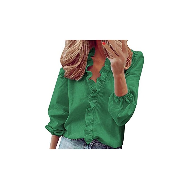 Maglietta Donna Con Pieghe – Scollo Rotondo, Manica Corta – Morbida In Misto Poliestere, Unicolore E Floreale – Taglie S-2XL - 3