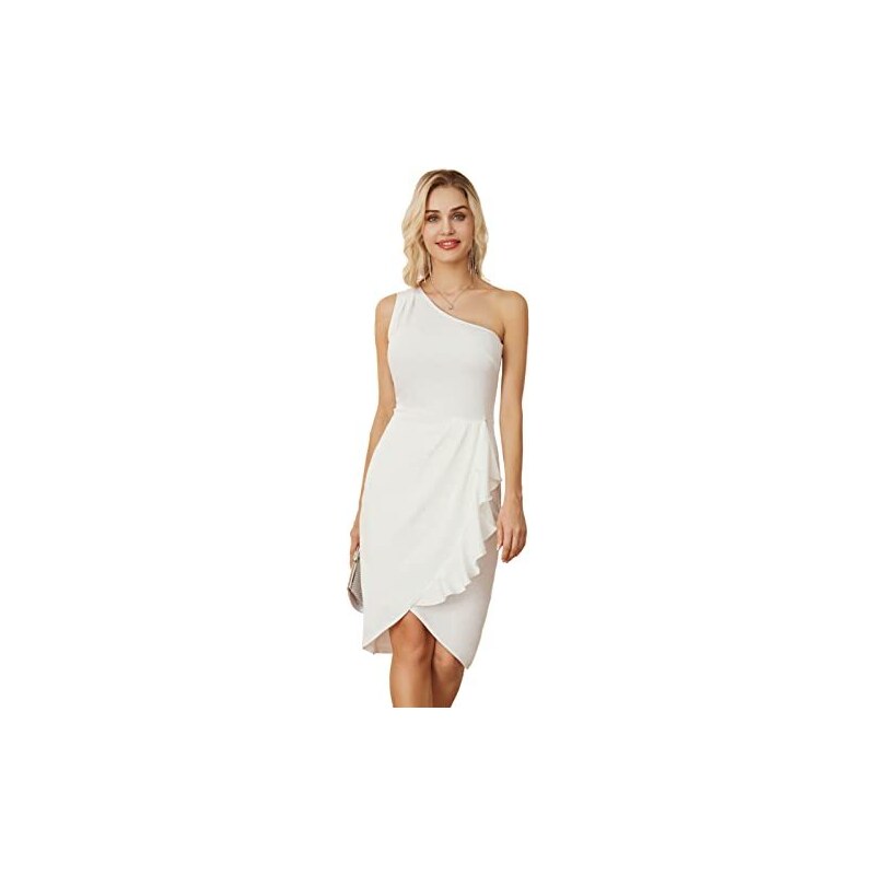 GRACE KARIN Donna Vestito Tubino Midi Design Volant Abiti da Cerimonia