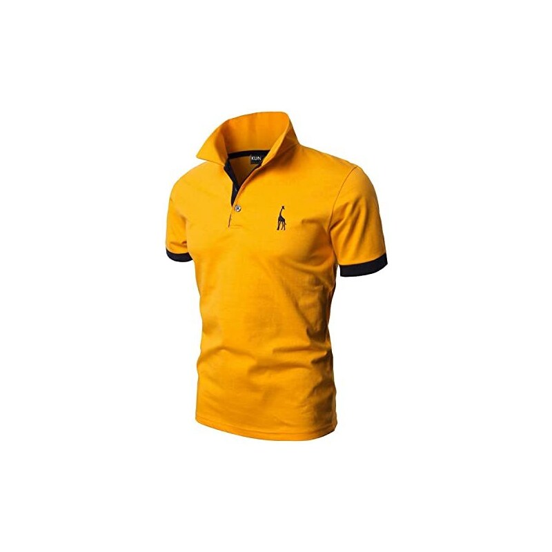 KUNJLELP Polo Uomo Manica Corta Ricamo di Giraffa Estive T-Shirt M