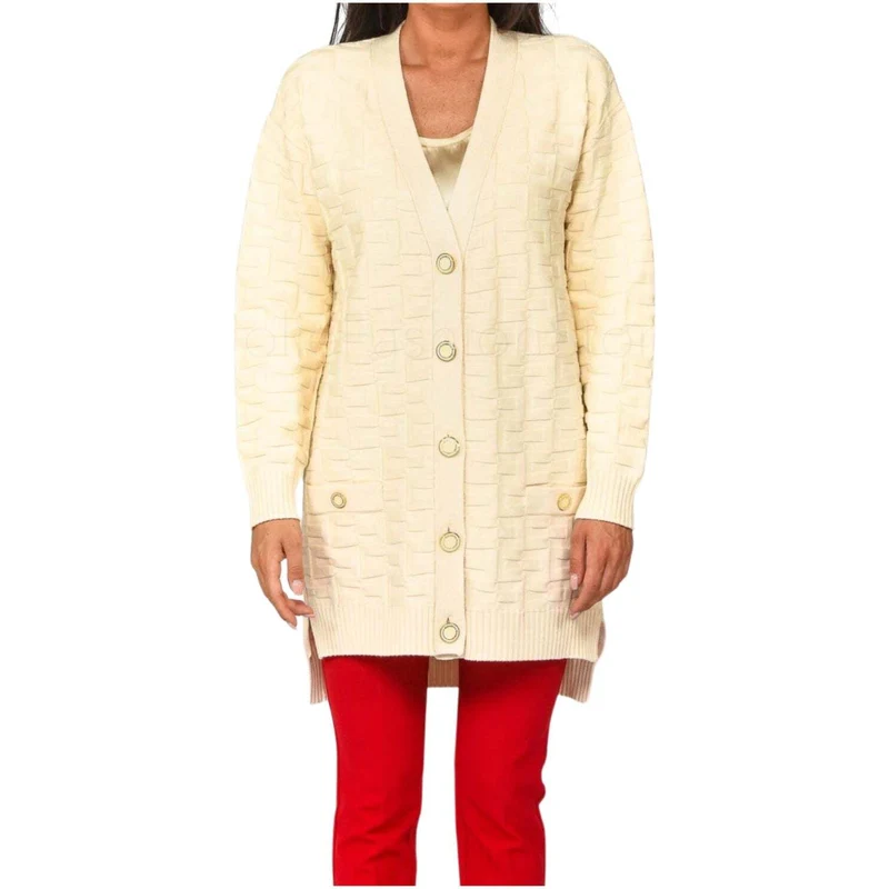 Pull Cardigan Elisabetta Franchi Femme - Beige, Taille S (40 Italienne) - Occasion