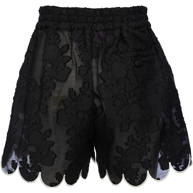 La DoubleJ Shorts & Pants gend - Pull-Up Shorts Embroidered Begonia Nero L 88%Cotton 12%Polyamide