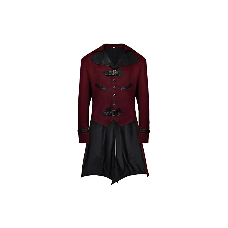 Giacca Vintage Uomo, Giacca Steampunk Vintage Vittoriano Cappotto Gotico con Pizzo Barocco Uniforme Trench Pirate Costume Cappotto Nero Gotico Medievale Cappotto Vintage con Cappuccio E Cerniera