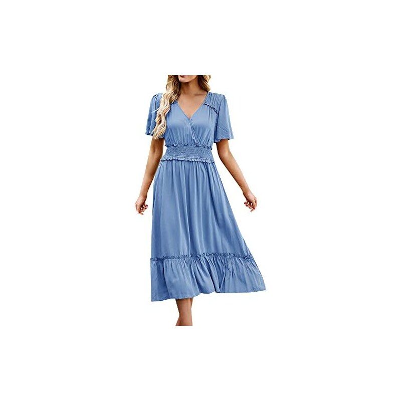 BLENCOT Camicetta Elegante Donna A Maniche Corte Con Scollo A V - Morbida In Poliestere, Tinta Unita, Casual Business, Colori Vari - 2