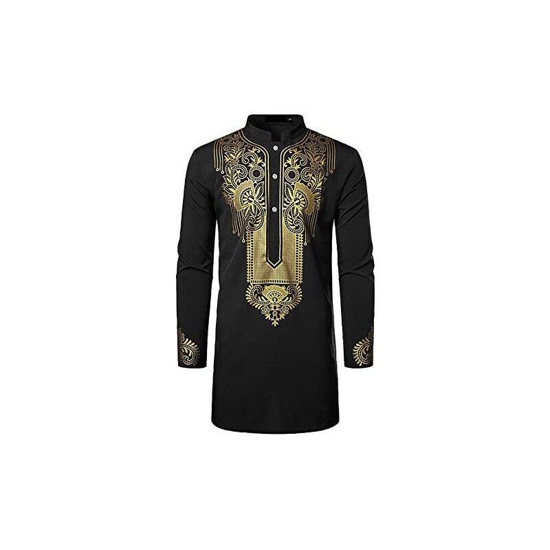 Générique 2024 AI - Mannen Abaya Thobe Arabische Palangra T-shirts Henley Kraag Strepen Effen Jurk Overhemden Mannen Thobe Badjas Capuchon, Blauw, XL