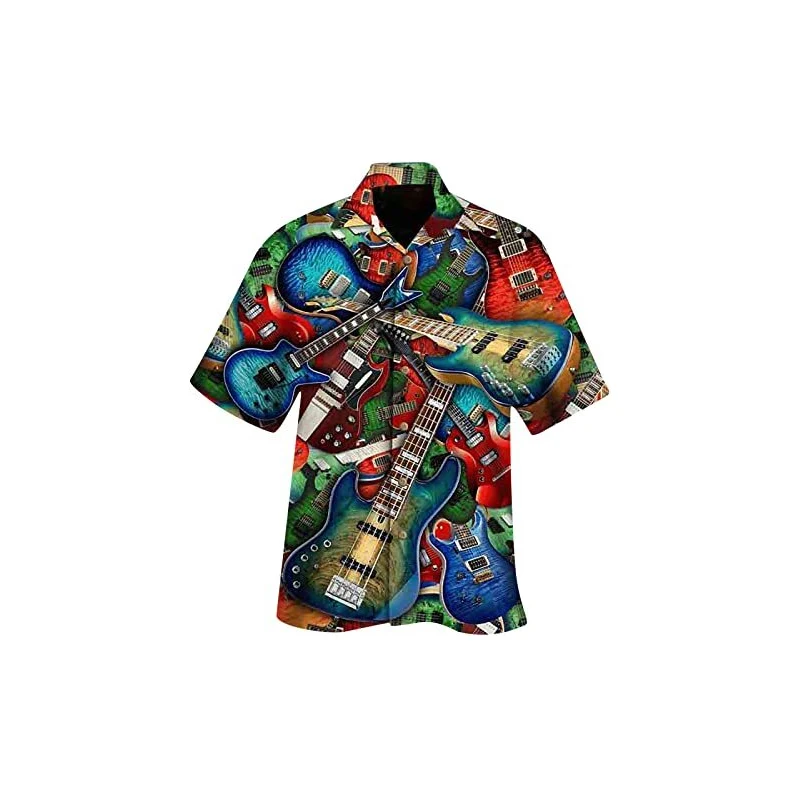 Camicia Hawaiana Da Uomo Con Stampe Jazz Piano - Manica Corta, Leggera E Traspirante - Camicia Estiva Casual Per Spiaggia E Tempo Libero