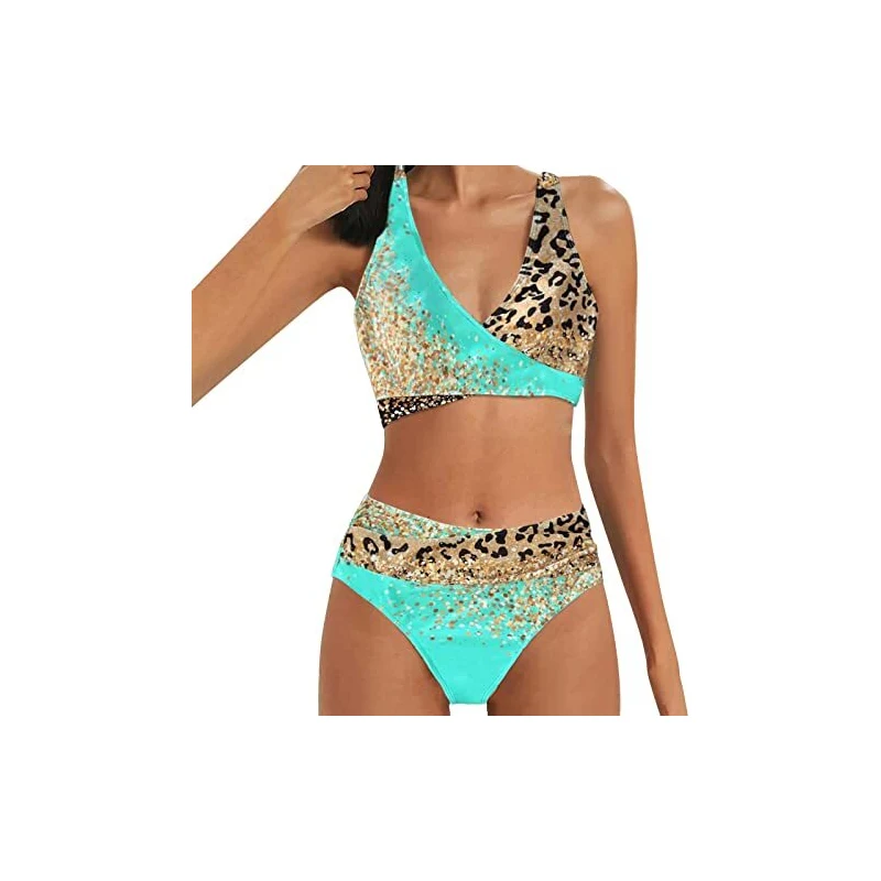 Costumi da Bagno Mamma e Figlia Vita Alta A Fascia con Volant Due Pezzi Costume da Bagno Push Up