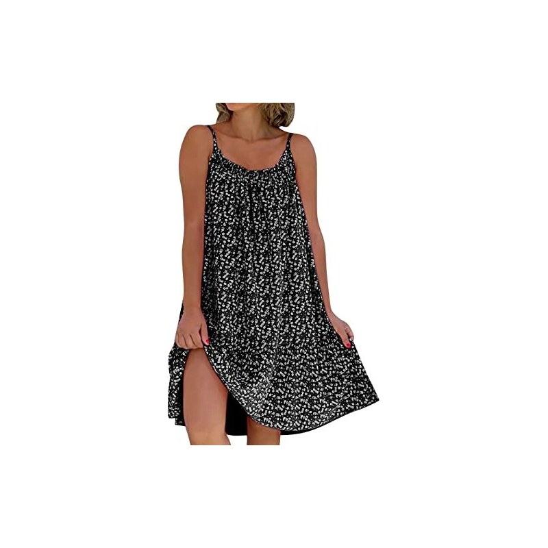 Floerns Abito Corto In Eco-Pelle Aderente, Donna, Scollo Tondo, Maniche Corte, Dettagli Arricciati, Nero