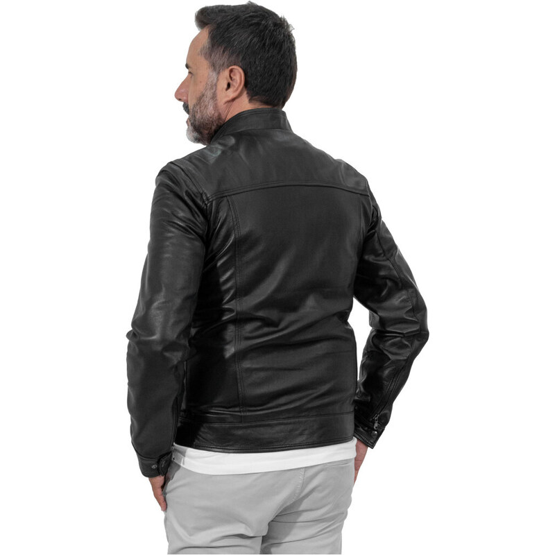 Leather Trend U06 - Giacca Uomo Nera in vera pelle