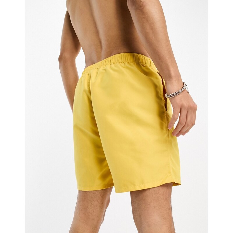 ASOS DESIGN - Pantaloncini da bagno gialli lunghezza media-Giallo