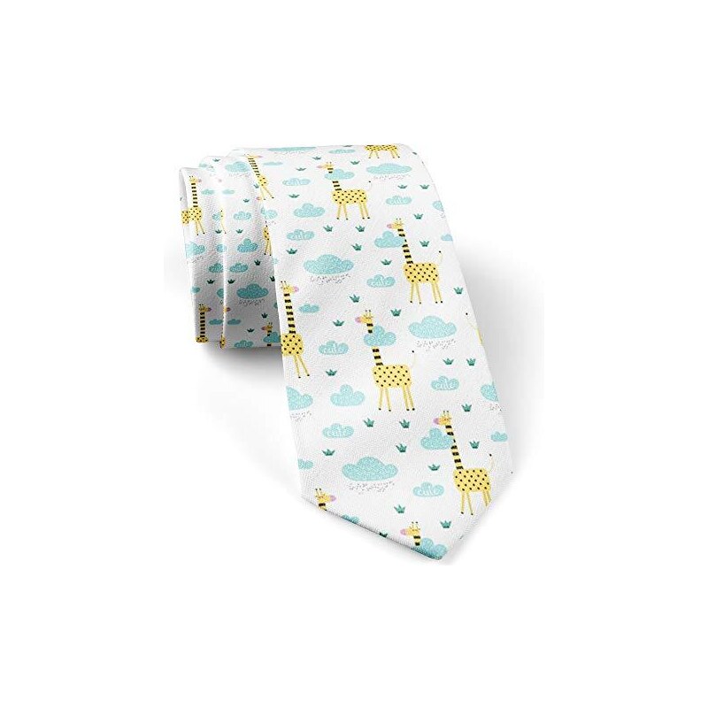 Cravate Homme UNGARO PARIS En Soie - Motif Girafe Bleu Et Jaune - Italie - Occasion En Bon état