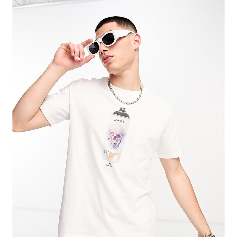 PS Paul Smith - T-shirt bianca con stampa bomboletta sul retro - In esclusiva per ASOS-Bianco