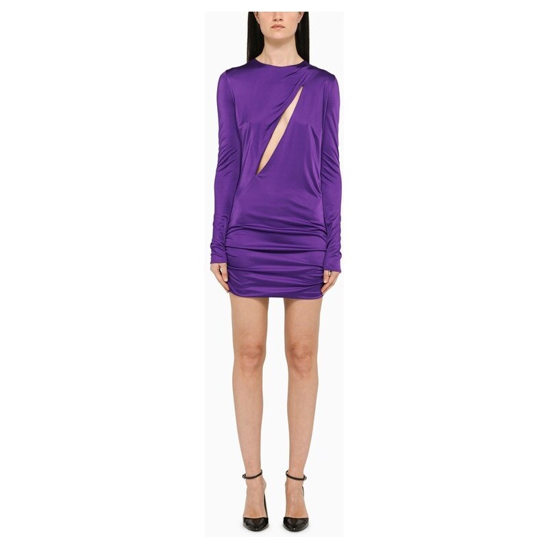 Versace Mini abito viola con tagli Stileo