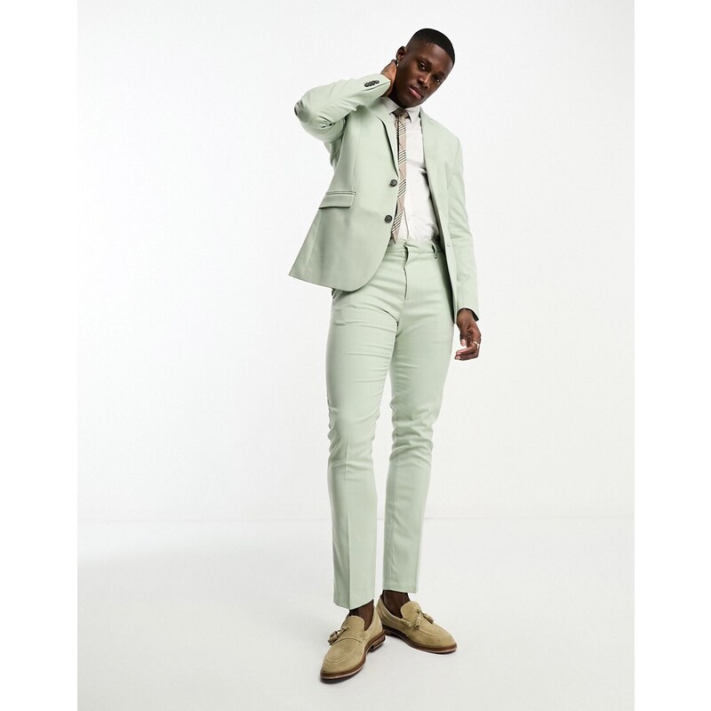 New Look - Pantaloni da abito skinny verde chiaro