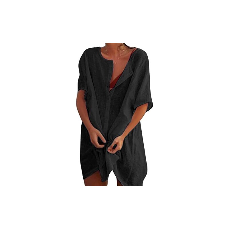Costume Donna Copri In Cotone Camicia Lunga Da Spiaggia