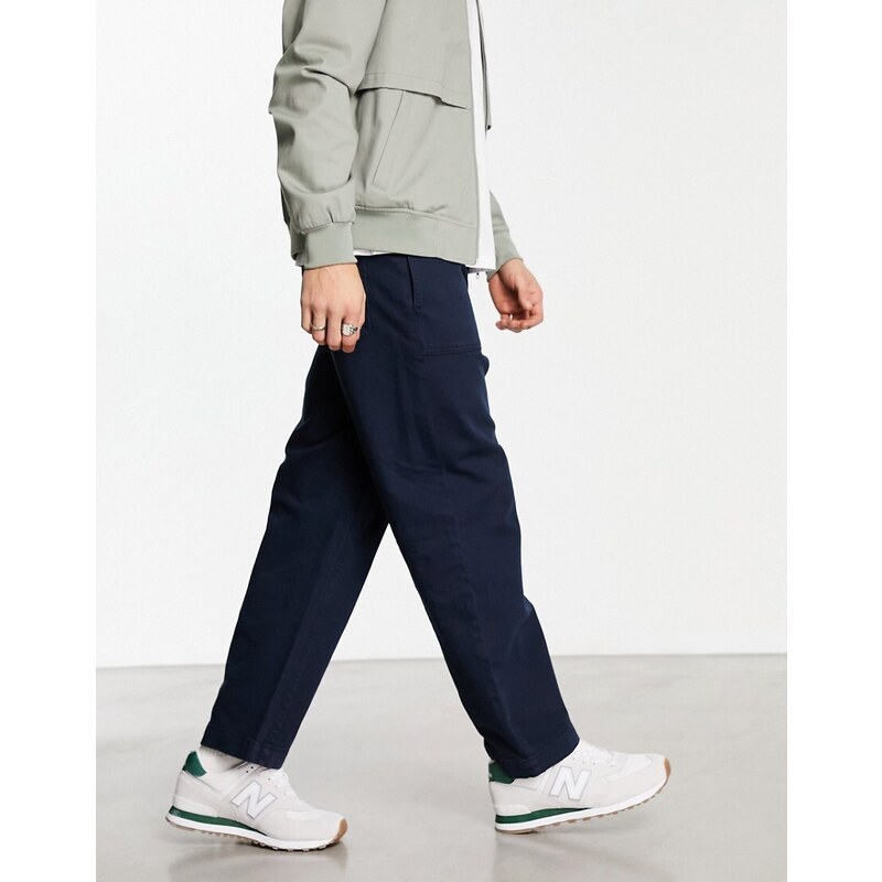 Selected Homme - Pantaloni ampi blu navy in coordinato