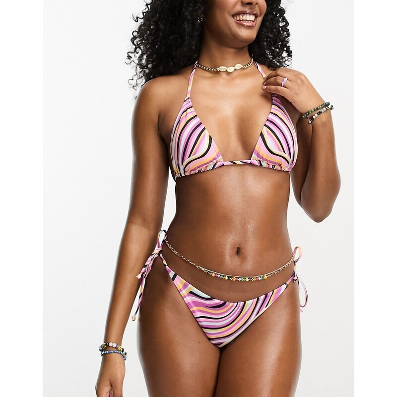 Billabong - Sol Searcher - Slip bikini con laccetti laterali e righe multicolore