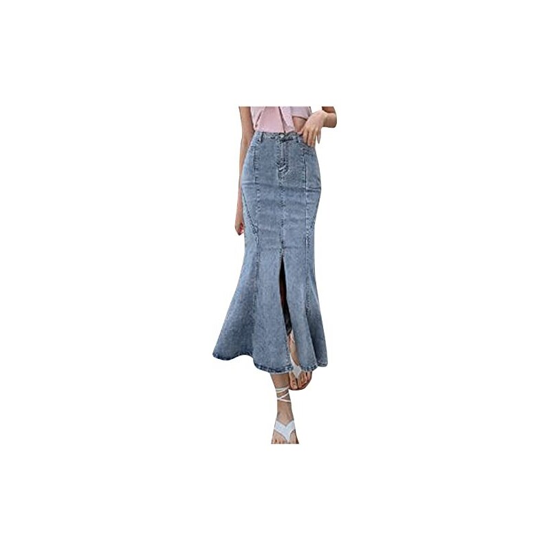 GORGLITTER Gonna Midi Attillata A Vita Alta Con Orlo Ondulato - Elegante Gonna A Coda Di Pesce Per Donna - Taglie XS-L