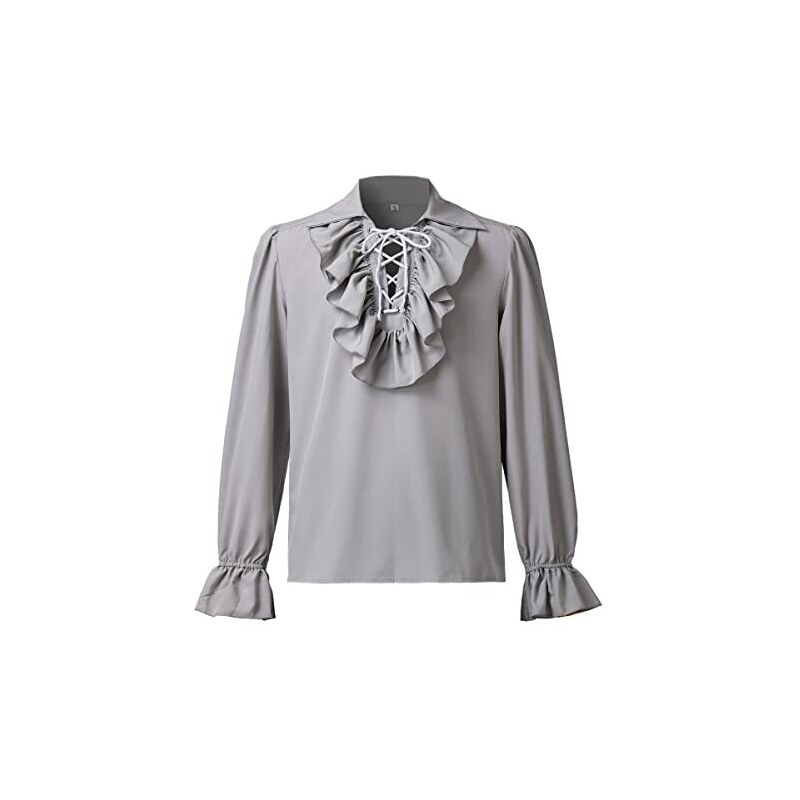 PODOLIXIA Camicia Da Uomo Punk Top Rinascimentale Victorian A Maniche Lunghe Camicia Medievale Con Volant Gotico Per Il Tempo Libero Da Pirata Nero L 122866668