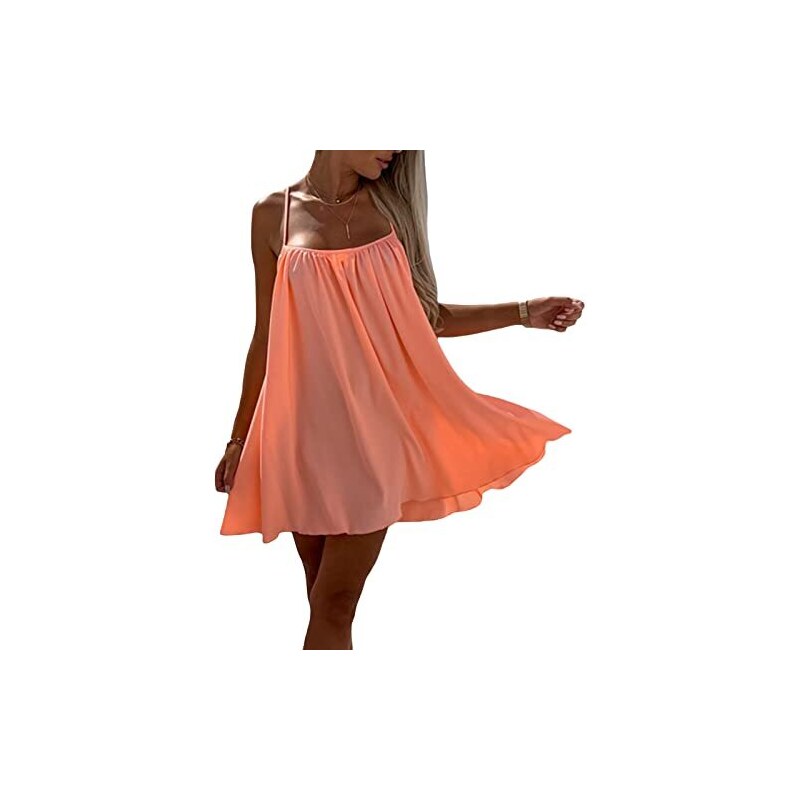 Maxi Abito Lungo Canotta Donna, Schiena Racer, Jersey Elasticizzato Tinta Unita - Taglie 8-26