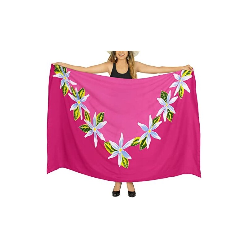 Bohotusk Pareo Da Spiaggia Lungo In Rayon - Stile Batik 150x110 Cm, Donna, Con Cintura
