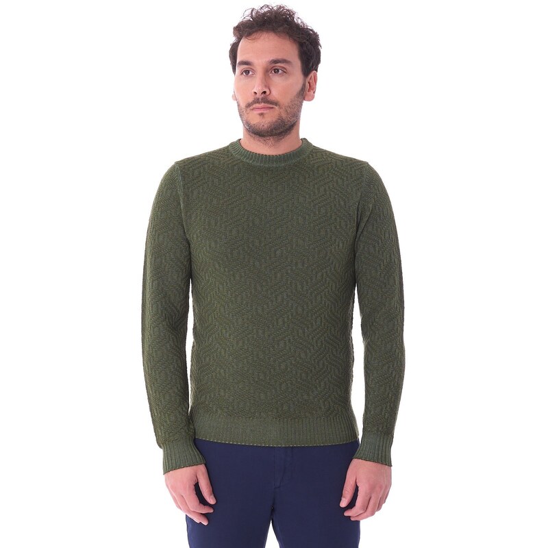 MAGLIONE HERITAGE OPERTATO IN LANA MERINO Colore Verde MAGLIONE HERITAGE OPERTATO IN LANA MERINO Colore Verde