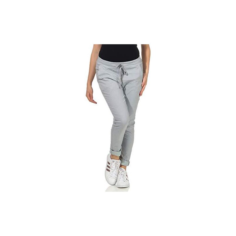 CLEO STYLE Pantaloni da jogging da donna, look vintage, per tempo libero, sport e fitness 88, grigio chiaro, 42-46