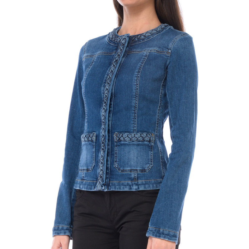 Giacca Jeans Elasticizzata Donna – Maniche Lunghe, Tasche E Chiusura A Bottoni, Vestibilità Normale