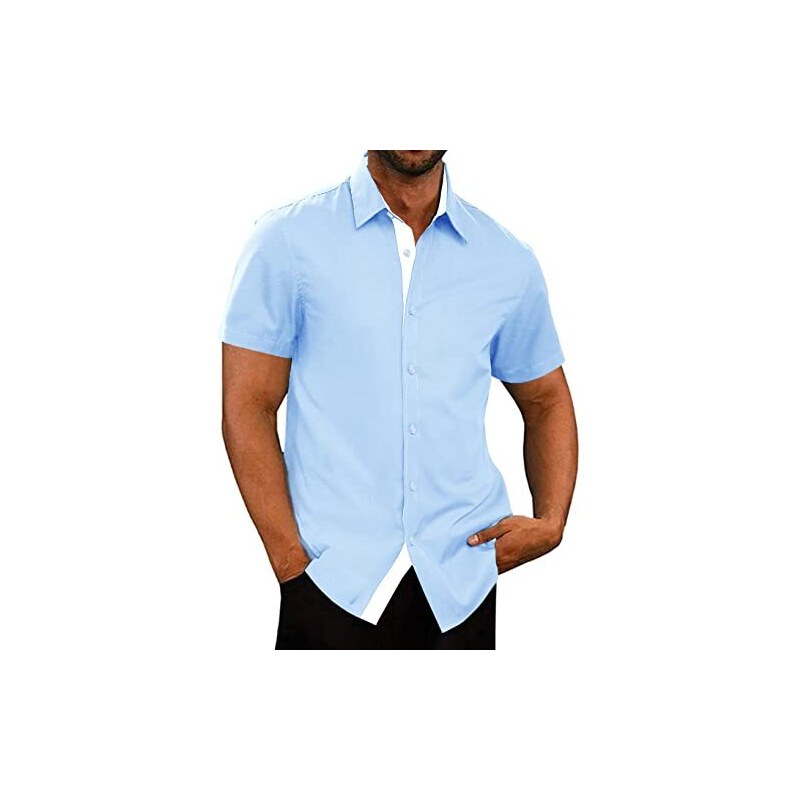 Enlision Camicia Nero Uomo Elegante Manica Lunga Regular Fit Camicia