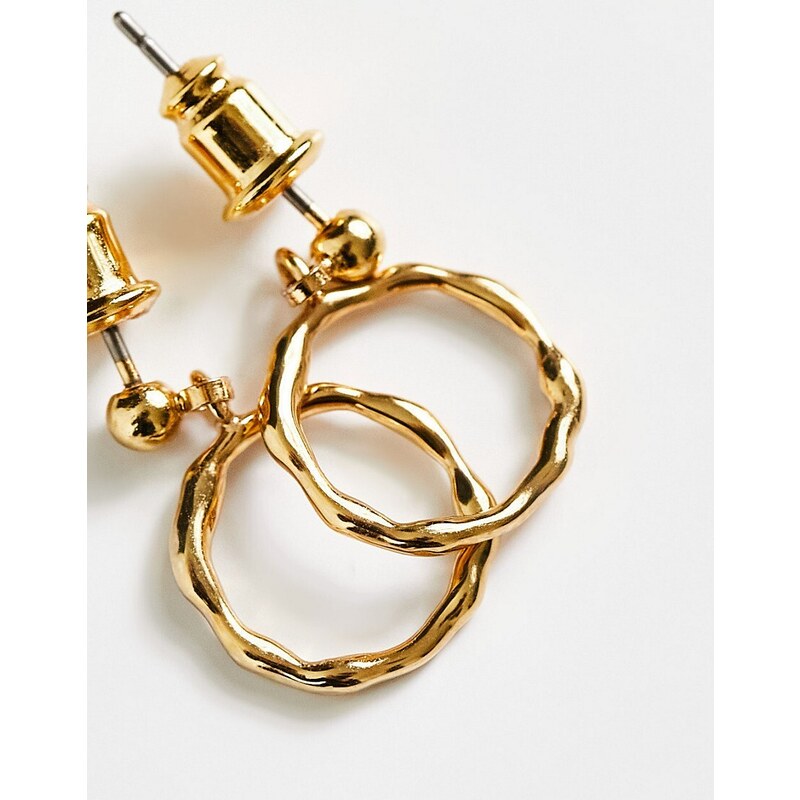 Orelia - Orecchini a bottone con pendente a cerchio placcati in oro