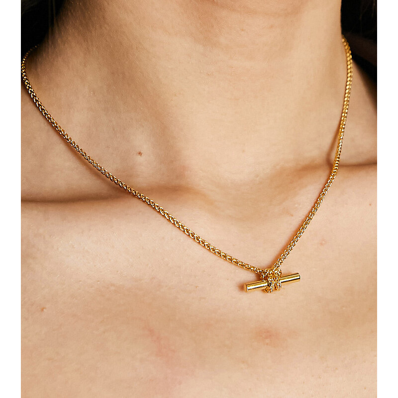 Orelia - Collana con catenina e barretta sottile annodata placcata oro