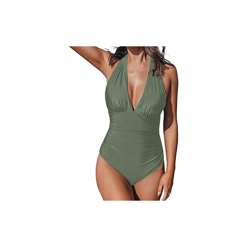 SHEKINI Costume Intero Donna Con Scollo A V E Push Up – Gonna Incorporata, Controllo Pancia, Spalline Regolabili