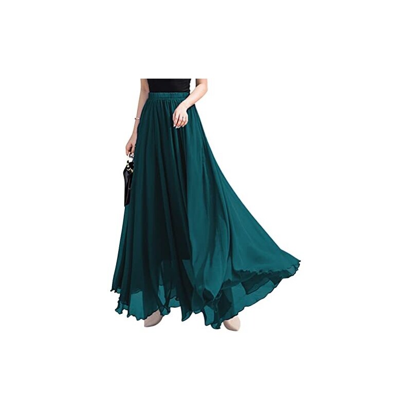 Onsoyours Gonna Maxi Lunga Donna – Stile Boho Vintage, Stampa Floreale, Vita Alta Con Elastico E Coulisse, Tessuto Leggero. Perfetta Per Spiaggia, Feste E Ufficio.