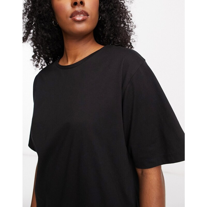 ASOS DESIGN - T-shirt del pigiama oversize mix & match nera in cotone-Black