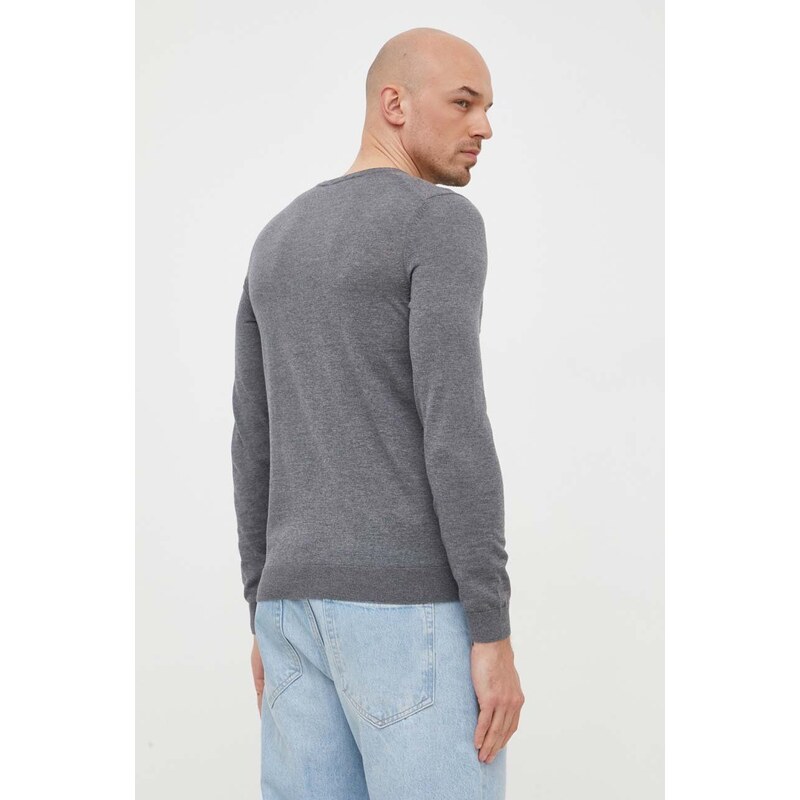 BOSS maglione in lana uomo colore grigio