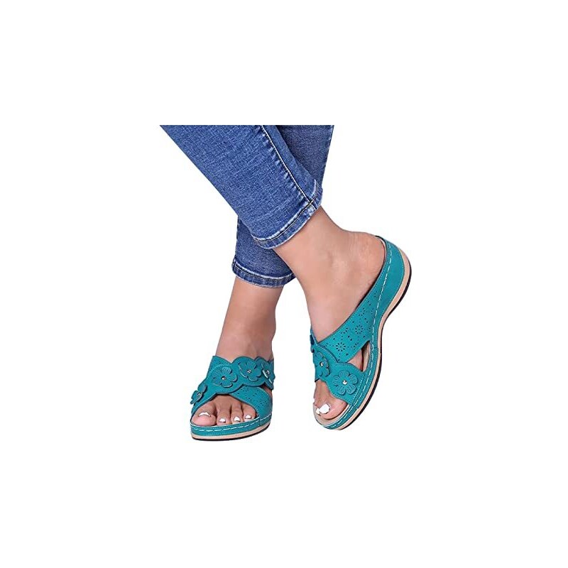 Sandali Leggeri Da Donna Per Spiaggia E Estate – Tomaia In Tessuto, Suola Resistente, Modello Slip On, Taglie 36-48 - 6