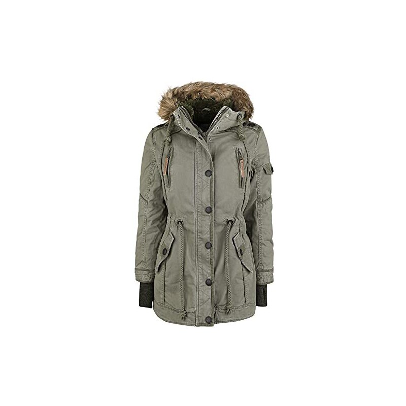 Brandit Parka Femme Militaire Coton – Veste Longue Chaude Avec Doublure Amovible Et Capuche