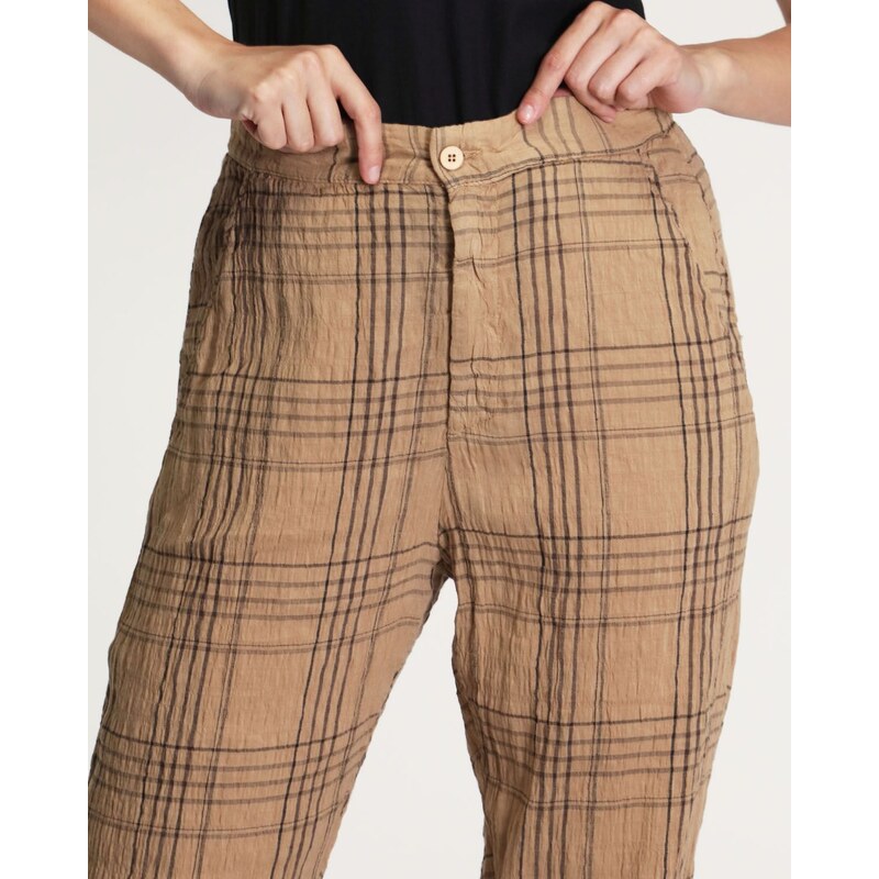 Transit Pantaloni check in lino e cotone