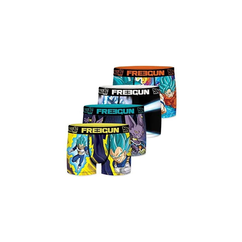 FREEGUN Boxer Uomo Super Mario Bros, Mario, Luigi e Toad (Set di 3), Nero, Blu, Rosso, Giallo, L