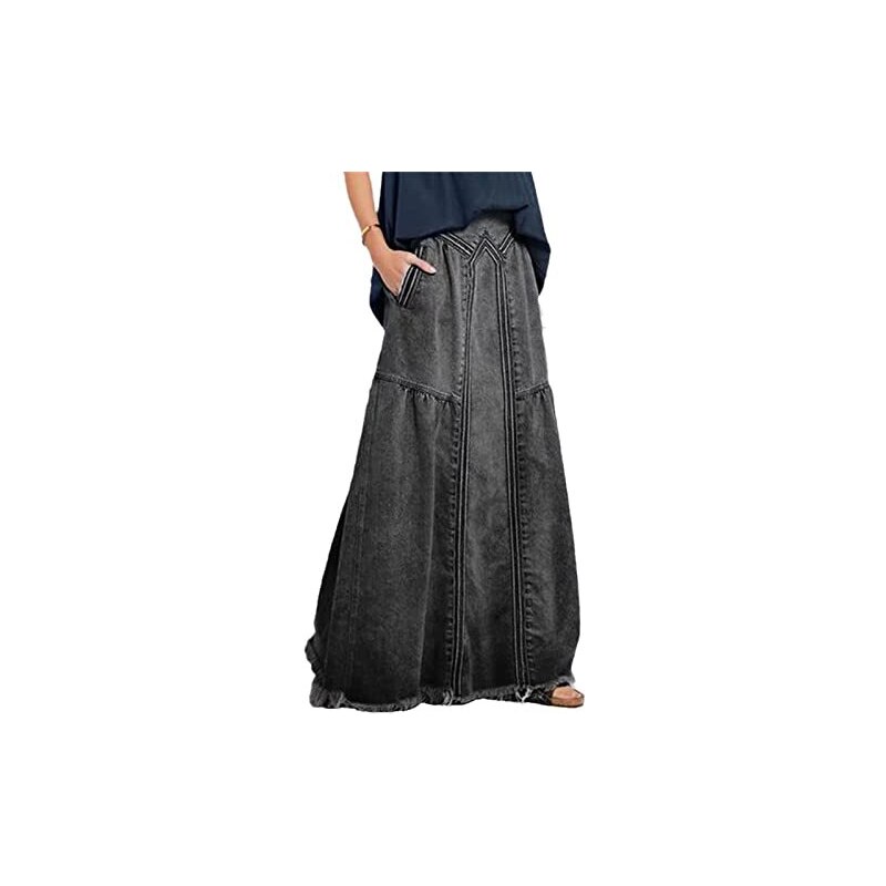 Onsoyours Maxi Gonna da Donna in Stile Boho Gonna Lunga Floreale Elasticizzata Vita Regolabile Estiva con Motivo Floreale Gonna da Spiaggia Grande Orlo Vestito da Spiaggia A Modello-10 S