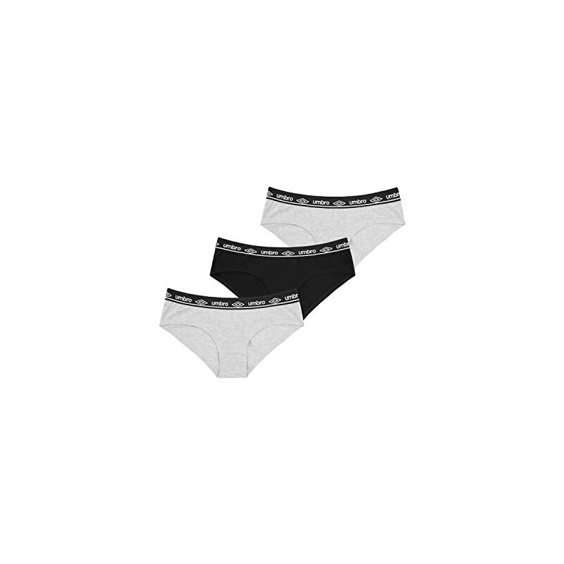 UMBRO Mutande Donna cotone Intimo Donna comoda e morbida set di 3 Nero Grigio Taglie L Stileo